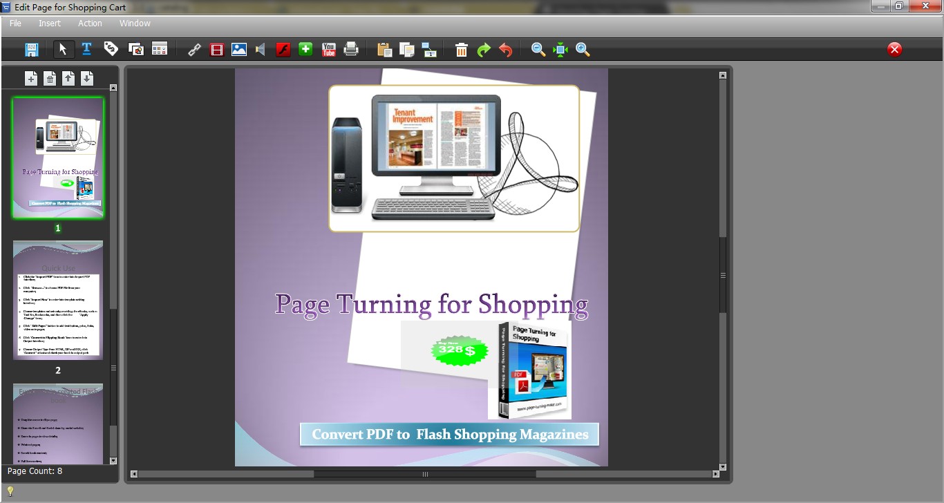 edit page turning shopping cart