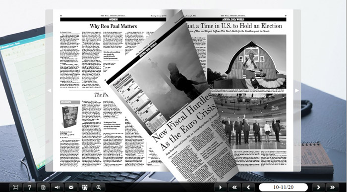 page turning newspaper