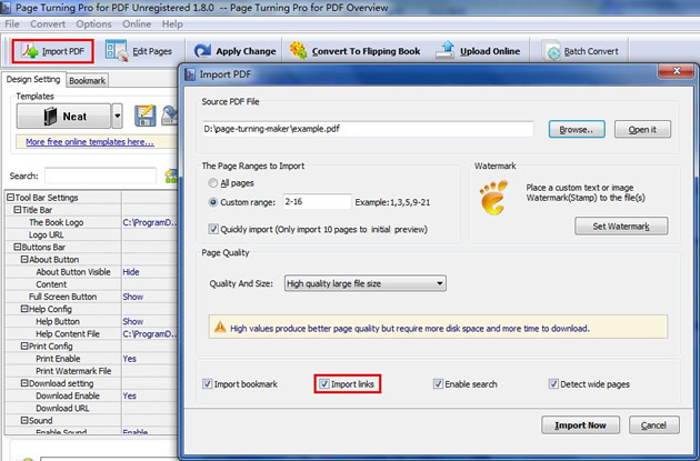 import links for page turning book