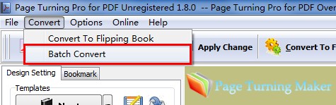 Batch conversion mode for page turning maker software