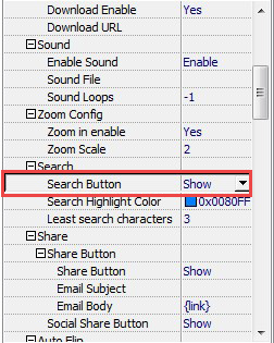 show search button for page turning book