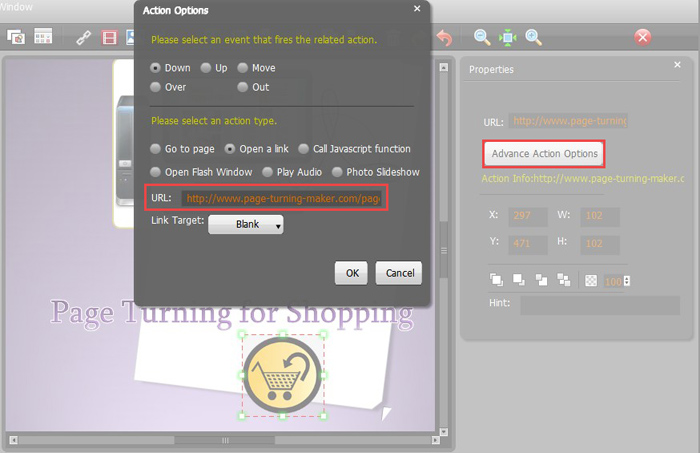 button link for page turning catalog