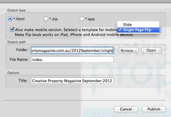 make Flash flip book for mobile devices on Mac