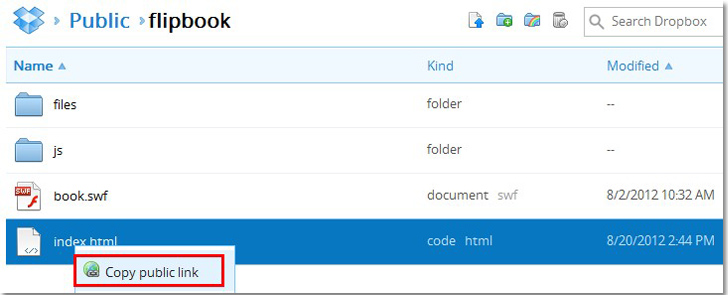 Get link from dropbox
