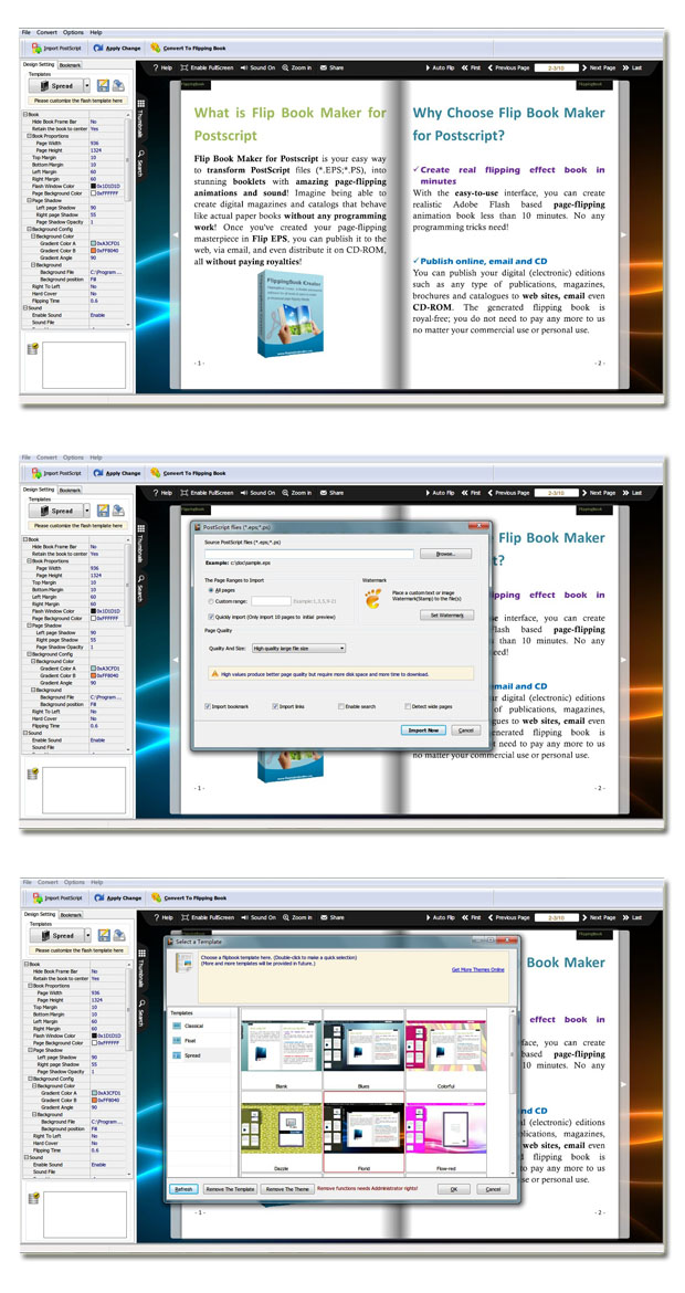 Page Turning for PostScript software