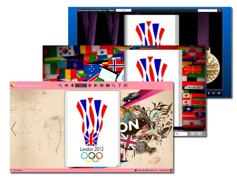 Page Turning Book Theme for 2012 Summer Olympics Game software