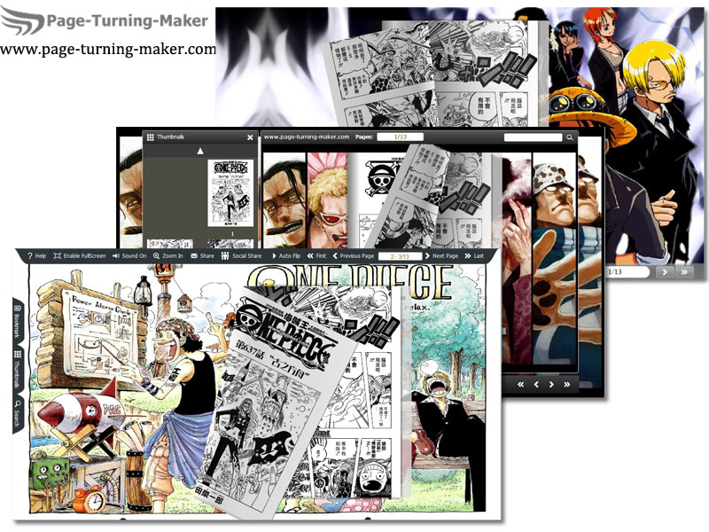 Windows 8 One Piece Theme for Page Turning Book full